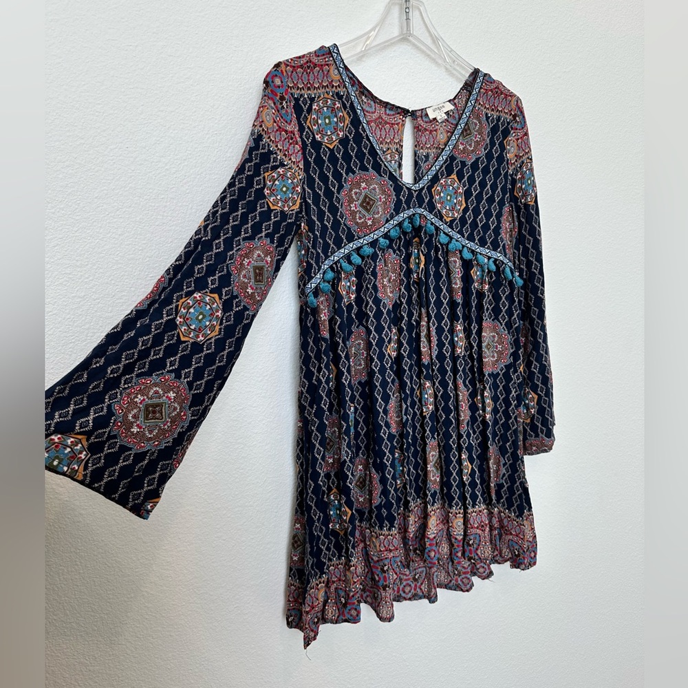 Umgee Navy and Pink Boho Midi Dress - Picture 5 of 13